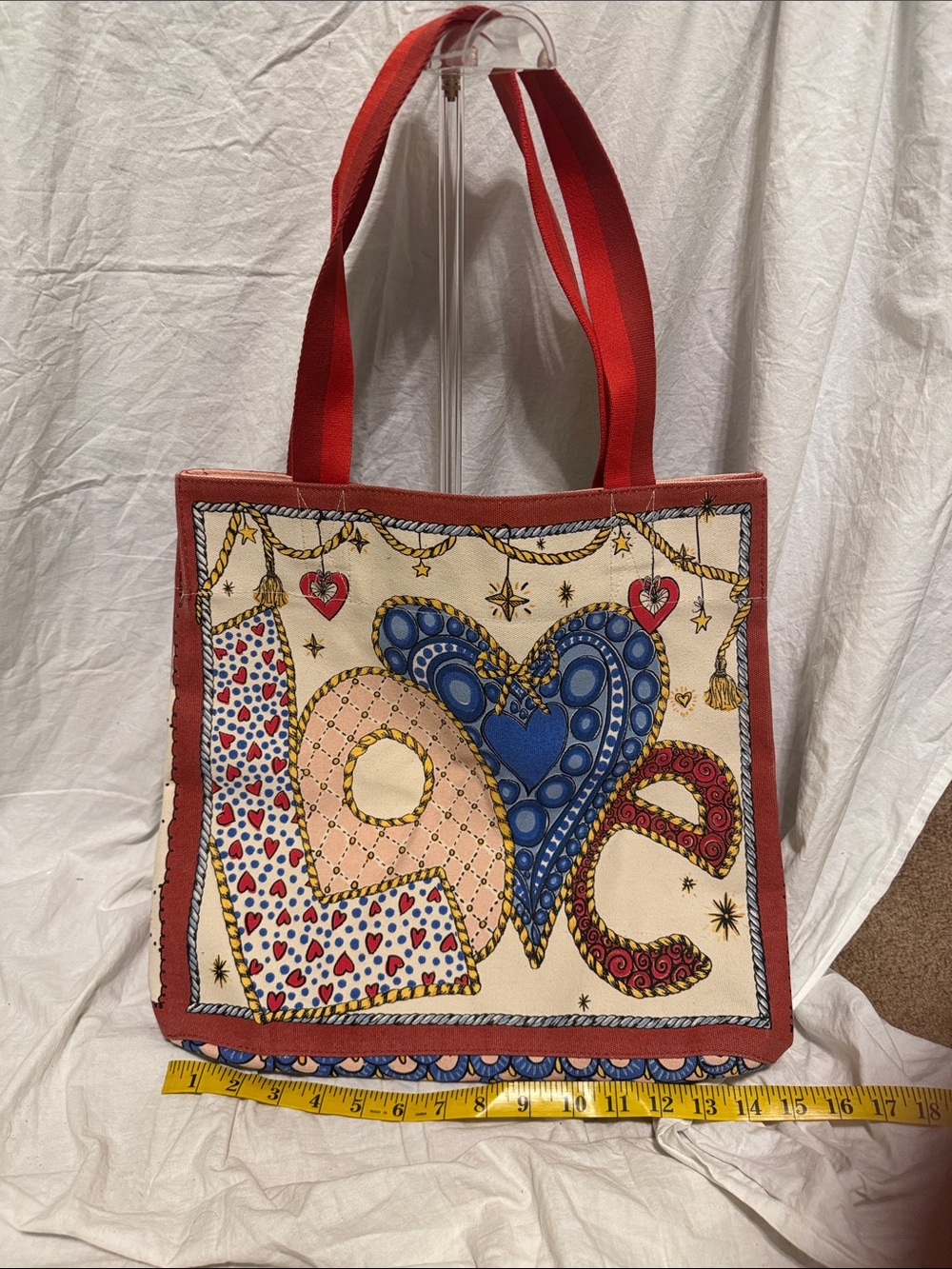 Brighton Red Canvas 'LOVE' Heart Print Tote